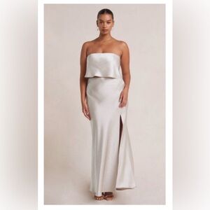 Bec & Bridge The Dreamer Strapless Two Piece Bridesmaid Dress in the Color Sand